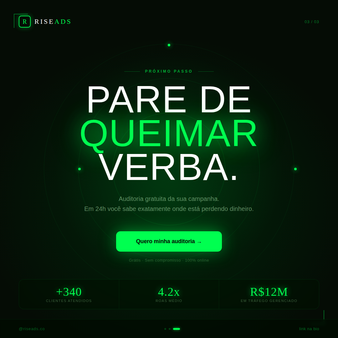 Slide final de CTA para campanha de tráfego pago gerado com IA